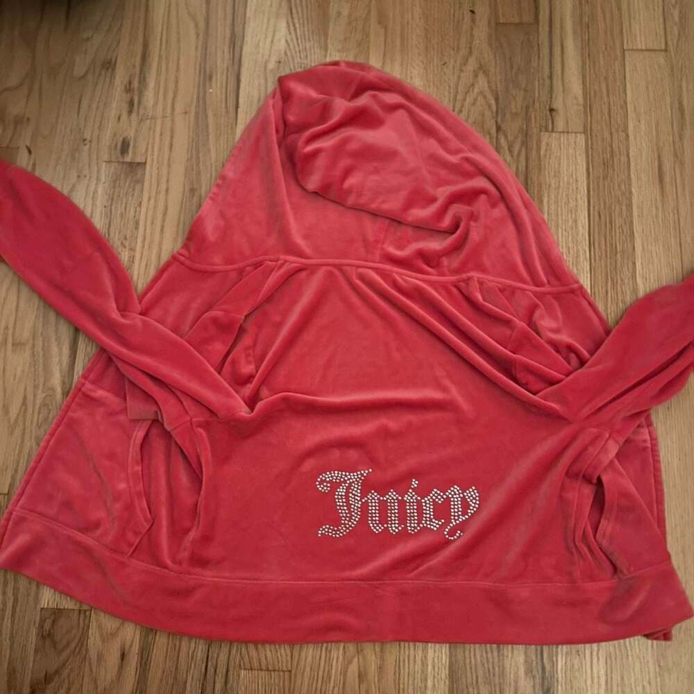 Juicy Couture Rhinestone Logo Velour Zip-Up Hoodie